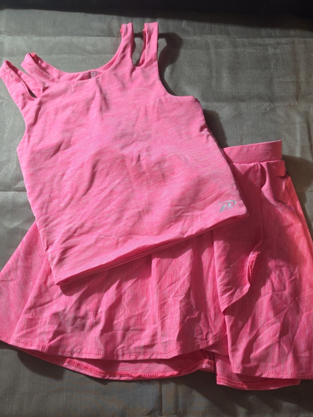 Girls Pink Active Tank and Skirt Set